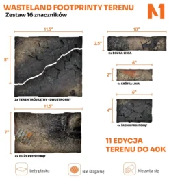 Footprinty Terenu Warhammer 40k 11. edycja - Wasteland - zestaw 16 znaczników