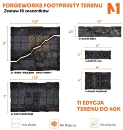 Footprinty Terenu Warhammer 40k 11. edycja - Forgeworks - zestaw 16 znaczników
