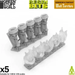 Green Stuff World: Dungeons & Fantasy - Pochodnie naścienne na diody LED 3mm (5 elementów)