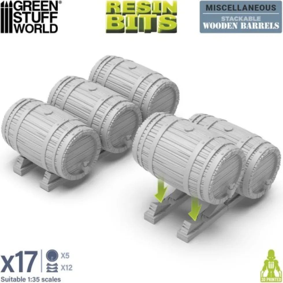 Green Stuff World: Miscellaneous - Drewniane beczki - 17 elementów