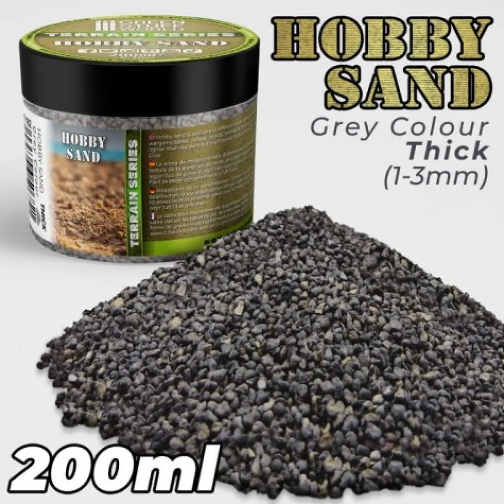 Green Stuff World: Posypka modelarska - Gruboziarnisty piasek hobbystyczny 200ml - Dark Grey