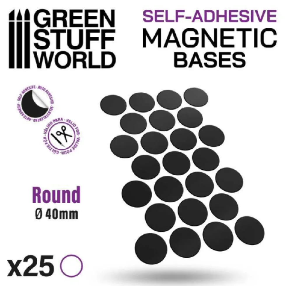 Green Stuff World: Samoprzylepne magnesy na podstawki okrągłe 40mm (25 sztuk)
