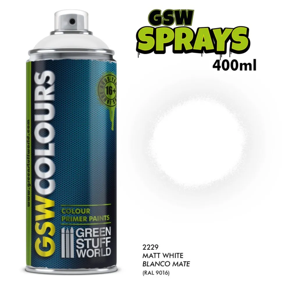Green Stuff World: Spray Primer Colour - Matt White (400ml)