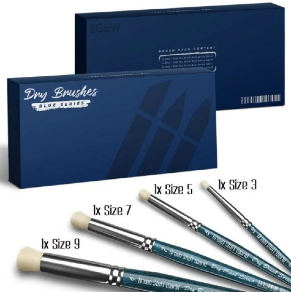 Green Stuff World: Zestaw pędzli Premium Dry Brush - Blue Series