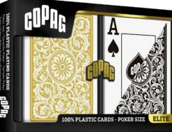 Karty do gry Copag: Elite - zestaw plastikowych kart do pokera (czarny/złoty) JUMBO