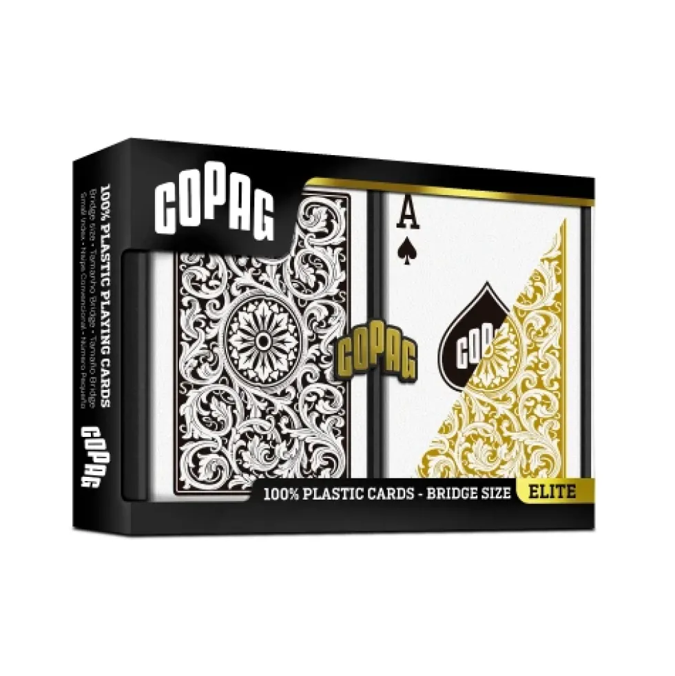 Karty do gry Copag: Elite - zestaw plastikowych kart do brydża (złoty/czarny) REGULAR