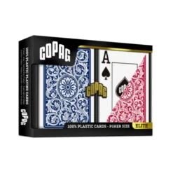 Karty do gry Copag: Elite - zestaw plastikowych kart do pokera (niebieski/czerwony) JUMBO