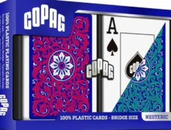 Karty do gry Copag: Neoteric - zestaw plastikowych kart do brydża (czerwony/zielony/niebieski) JUMBO