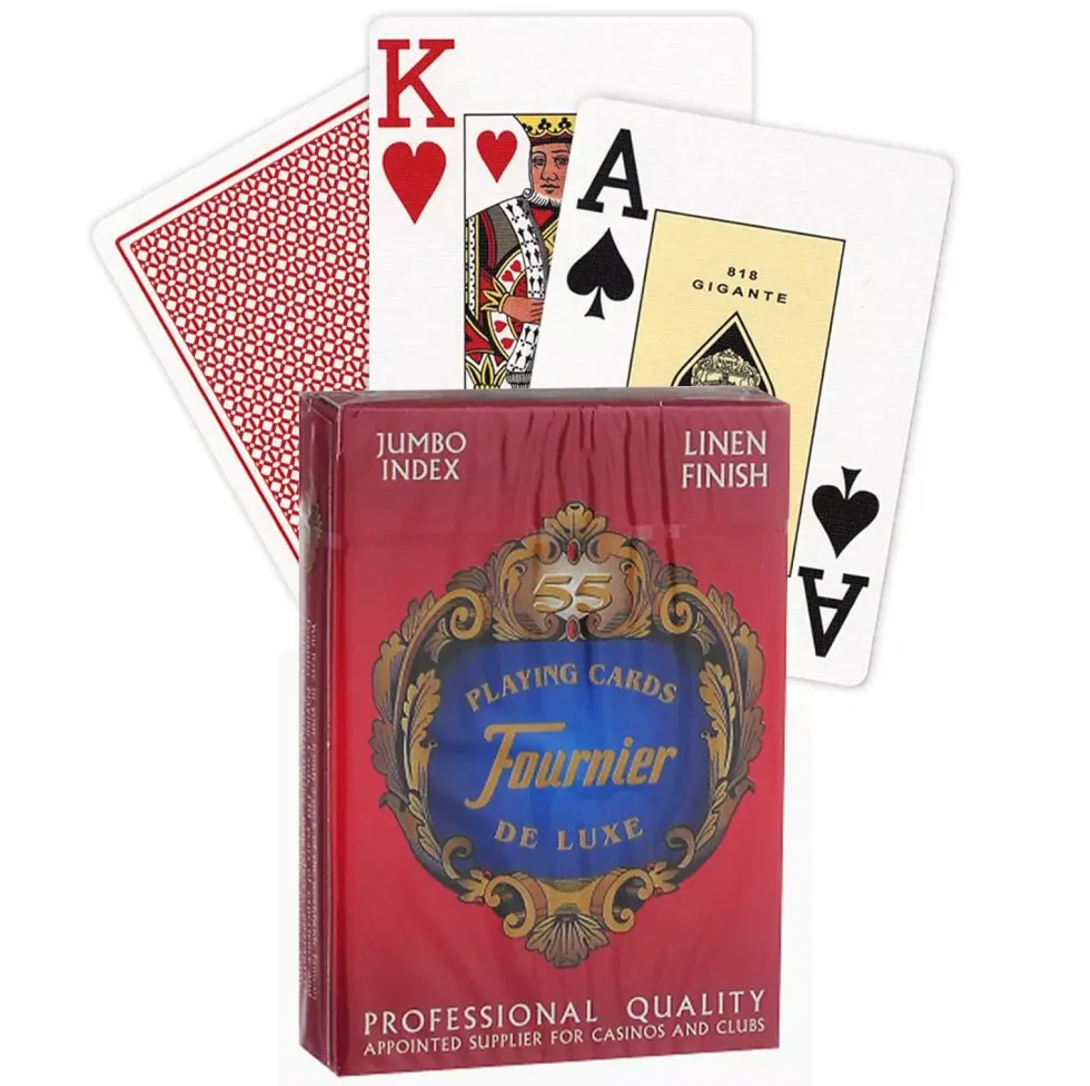 Karty do gry Fournier: 818 Linen Finish Poker - czerwone
