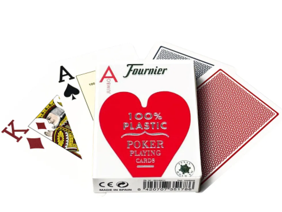 Karty do gry Fournier: 2800 100% Plastic Jumbo - czerwone