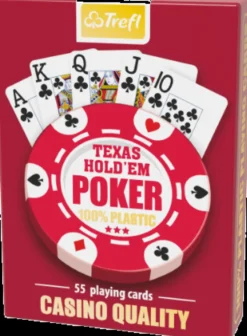 Karty do gry Texas Hold'em Poker - Casino Quality 100% Plastic - czerwona talia