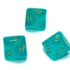 Kości Chessex - kostka k10 Borealis Teal/gold - Luminary (świecące w ciemnościach)