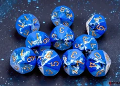 Kości Chessex - kostka k10 Brush Wavebreak/gold