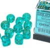 Kości Chessex - kostka k6 16mm Borealis Teal/gold - Luminary (świecące w ciemnościach)