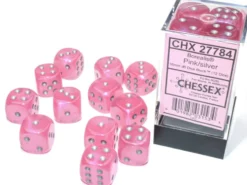 Kości Chessex - kostka k6 16mm Borealis Pink/silver - Luminary (świecące w ciemnościach)