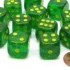 Kości Chessex - kostka k6 16mm Borealis Maple Green/yellow Luminary (świecąca w ciemnościach)