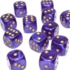 Kości Chessex - kostka k6 16mm Borealis Royal Purple/gold (święcące w ciemnościach)
