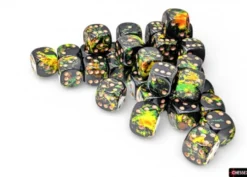 Kości Chessex - kostka k6 12mm Brush Deep Forest/gold