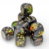 Kości Chessex - kostka k6 16mm Brush Deep Forest/gold