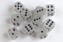 Kości Chessex - kostka k6 12mm Frosted Clear/black