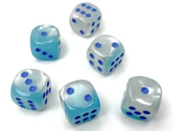 Kości Chessex - kostka k6 16mm Gemini Pearl Turquoise-White/blue - Luminary (świecące w ciemnościach)