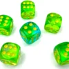 Kości Chessex - kostka k6 16mm Gemini Translucent Green-Teal/yellow