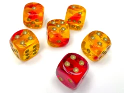 Kości Chessex - kostka k6 16mm Gemini Translucent Red-Yellow/gold