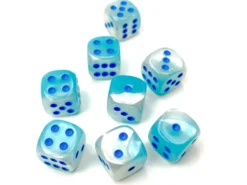 Kości Chessex - kostka k6 12mm Gemini Pearl Turquoise-White/blue Luminary (świecące w ciemnościach)