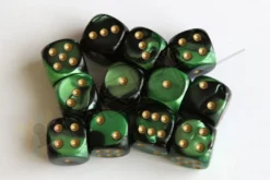 Kości Chessex - kostka k6 16mm Gemini Black-Green/gold