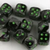 Kości Chessex - kostka k6 12mm Gemini Black-Grey/green