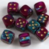 Kości Chessex - kostka k6 12mm Gemini Purple-Teal/gold
