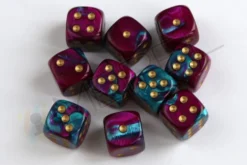 Kości Chessex - kostka k6 12mm Gemini Purple-Teal/gold
