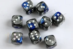 Kości Chessex - kostka k6 12mm Gemini Blue-Steel/white