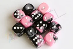 Kości Chessex - kostka k6 16mm Gemini Black-Pink/white