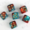 Kości Chessex - kostka k6 16mm Gemini Teal-White/black