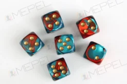 Kości Chessex - kostka k6 16mm Gemini Red-Teal/gold
