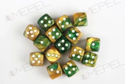 Kości Chessex - kostka k6 12mm Gemini Gold-Green/white