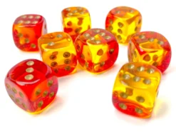 Kości Chessex - kostka k6 12mm Gemini Translucent Red-Yellow/gold