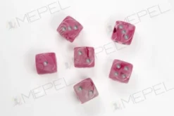 Kości Chessex - kostka k6 16mm Ghostly Glow Pink/silver (świecące w ciemnościach)