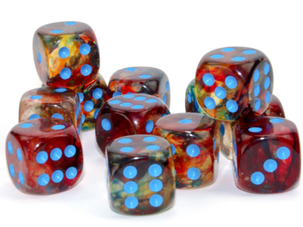 Kości Chessex - kostka k6 16mm Luminary Nebula Primary/blue (świecąca w ciemnościach)