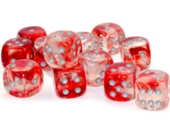 Kości Chessex - kostka k6 16mm Luminary Nebula Red/silver (świecąca w ciemnościach)