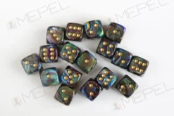 Kości Chessex - kostka k6 12mm Lustrous Shadow/gold