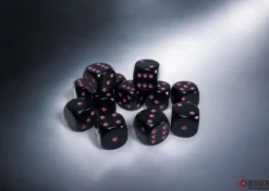 Kości Chessex - kostka k6 16mm - Opaque Black/pink