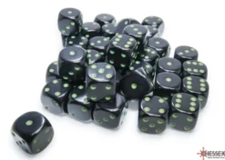 Kości Chessex - kostka k6 12mm - Opaque Black/green