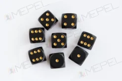 Kości Chessex - kostka k6 12mm Opaque Black/gold