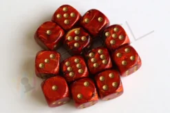 Kości Chessex - kostka k6 16mm Scarab Scarlet/gold