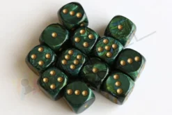 Kości Chessex - kostka k6 16mm Scarab Jade/gold