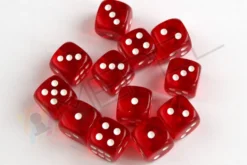 Kości Chessex - kostka k6 12mm Translucent Red/white