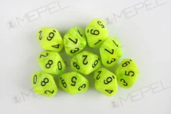 Kości Chessex - kostka k10 Vortex Bright Green/black