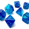 Kości Chessex - zestaw 7 kostek Gemini Blue-Blue/light blue (święcące w ciemnościach)